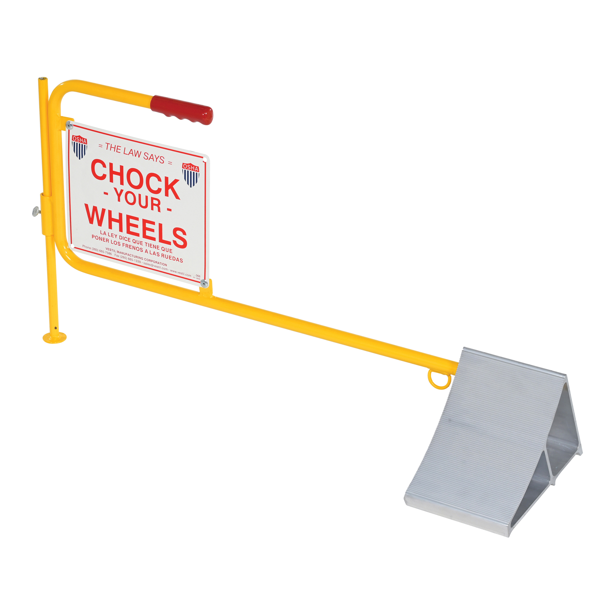 Vestil Wheel Chock w/Flag, Aluminum, 40.125in. x 20.25in., Model# CWS-13